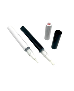 White pen with black cap on a white background