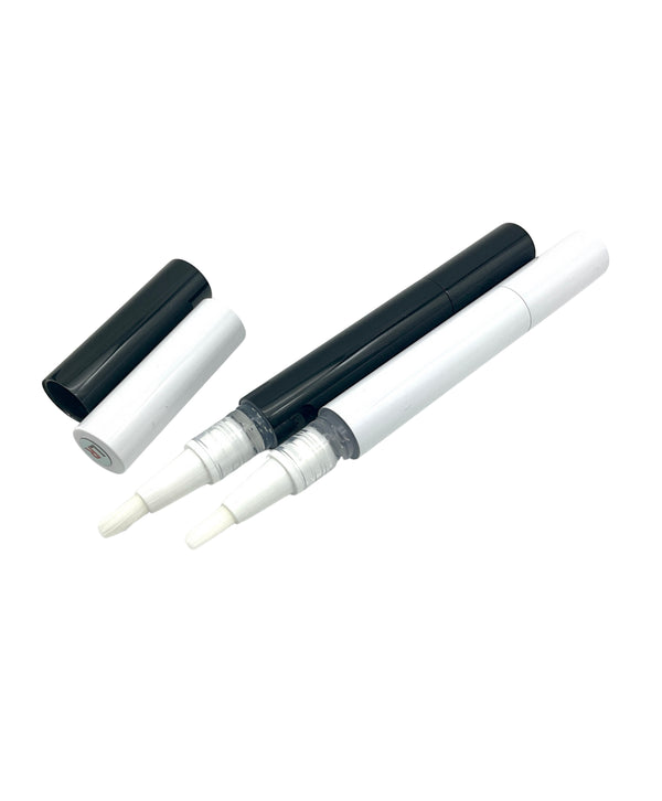 White pen with black cap on a white background
