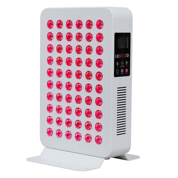 White LED panel with red lights on a white background